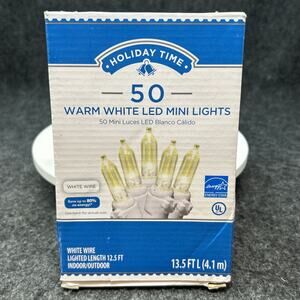NEW Holiday Time LED Mini Lights 50 Warm White Indoor Outdoor White Wire WORKS